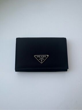 Authentic black nylon Prada card holder wallet